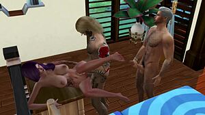 My Cuckold Sims in Wild 3D Threesome Action
