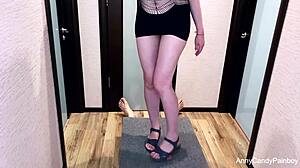 Blonde Annycandy Rubs Cock On Milking Board!