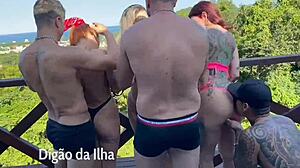 i joined the orgy with curvy sluts on the balcony