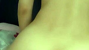 Wet Asian girlfriend rides big white cock to orgasm.