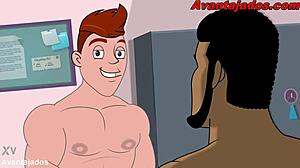 hey, this gay porn animation has the straight guy super endowed, getting into brazilian action