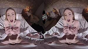 In dark room vr, she earns freedom by sucking and fucking hard