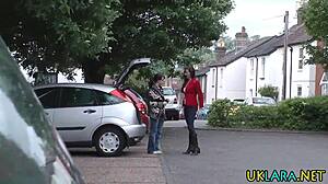 Stockings British Blowing in Classy Threesome with Milf and Teen