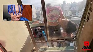 Watch this couple fucking on the balcony? I joined the threesome with Caah Kabulosa!