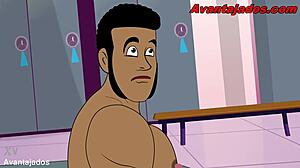 hey, this gay porn animation has the straight guy super endowed, getting into brazilian action