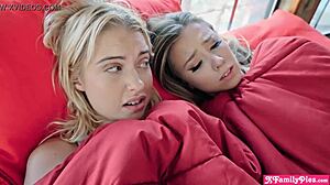 scared teen stepsisters get pranked by stepbro on wild halloween night