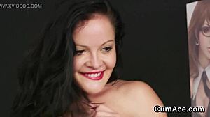 nasty bombshell swallows every drop of cumshot