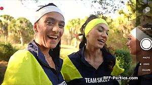 Jogger Besties Share Stranger's Monster Cock in Group Pussy Action