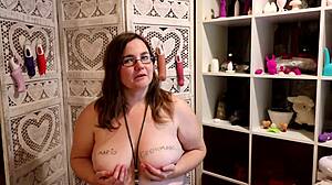 Demonstration of female condom usage with BBW model