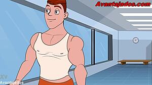 hey, this gay porn animation has the straight guy super endowed, getting into brazilian action