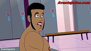 hey, this gay porn animation has the straight guy super endowed, getting into brazilian action