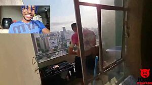 Watch this couple fucking on the balcony? I joined the threesome with Caah Kabulosa!