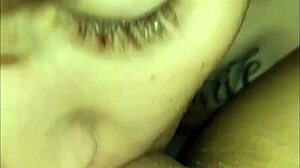 petite 18+ amateur with shaved pussy gets creampie after blowjob and greek kiss