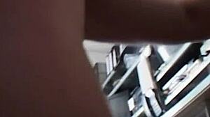 Office mature brunette slut surprises with big tits