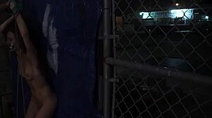 Rough teen anya gets bound and gaped with dildo outdoors