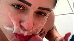 Hotwife Submissive Moans During Anal Face Fucking, Humiliated With Cum On Face