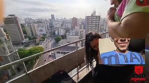 Watch this couple fucking on the balcony? I joined the threesome with Caah Kabulosa!