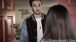 Brunette Teen 18+ Sucks Football Player