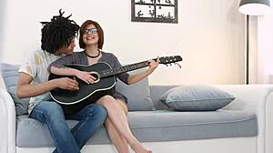Rebecca Rainbow, a teen with glasses, engages in hardcore sex with a Brazilian partner, including blowjob and doggystyle