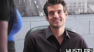 Ebony beauty's pussy pounded by hung employee at office.