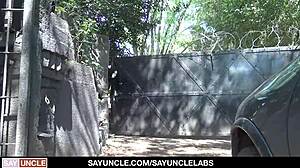 tattooed twink enjoys outdoor activity with his friends