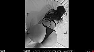 Thrusting hard into the shaved pussy of the Japanese milf wife and creampieing her.