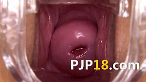 Hard cunt dildoing shows vagina deeply