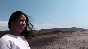 Cute Latina Sucks Cock On Beach For Cum