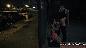 husband gives bondage handjob to wife with glasses