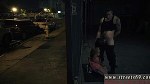 husband gives bondage handjob to wife with glasses