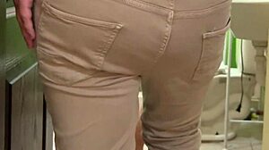 stepsister brushes teeth in shorts, showing nice ass