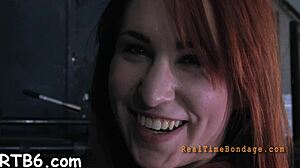 Restrained gal hoisted up for hot blowjob and rough fucking. 🔥