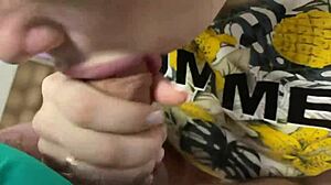 She gives two blowjobs in one day, receiving cumshots in mouth twice