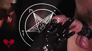 Intense Handjob In Latex Gloves Close-Up