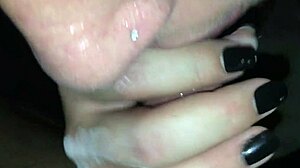 amateur whore records licking and handjob on cock