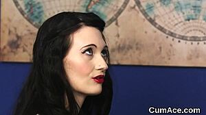 Flirty Hottie Receives Cumshot On Face While Sucking All Spunk