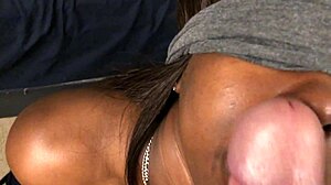 Blindfolded black teen sucks white dick, getting a facial cumshot in the snow! 😍