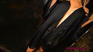 Big Tits Blonde Oiled In Shower, Rips Clothes For Masturbation