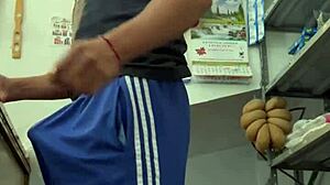 Young Mexican Behind Scenes in Grocery Store