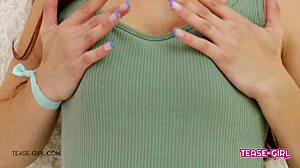 Super cute blonde shows amazing body on sofa 😍