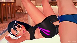 Nagatoro is so hot after sports, jerking off with toys in this uncensored hentai.