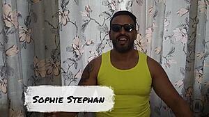 Sophie Stephan's debut with big cock blowjob, bent over, ass to mouth, and facial