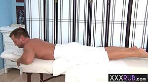 Hot blonde masseuse holly taylor sucking big dick and her new client eric masterson really liked it.