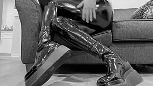 Fetish Boots, High Heels, Latex Gloves, Shiny Leggings in Kinky Action Scene