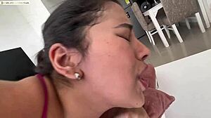 Curvy beauty dominates after workout session