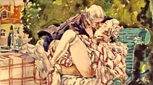 Vintage illustration captures erotic anime style