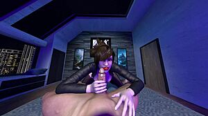 Hentai 3d overwatch tracer rides cowgirl with big tits and cumshot