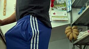 Young Mexican Behind Scenes in Grocery Store