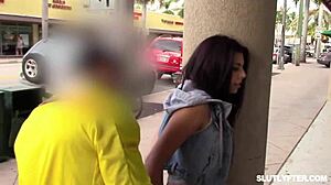 Sweet Athena Fleurs plays along with Officer Mike to leave quickly