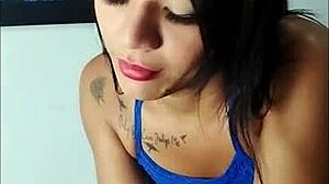 ts angelique monroe explores food fetish by fucking a melon and cumming